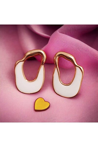 feyza collection White Enamel Asymmetrical Earrings
