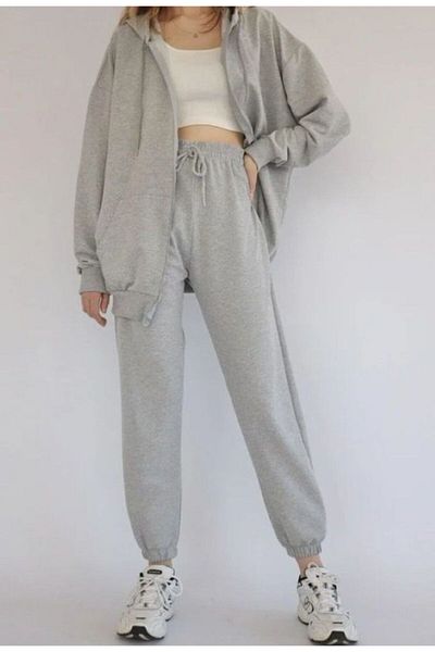 atlanticsport Sweat Kangaroo Pocket Zipper Closure Hoodie 2 Yarn Combed Cotton Tracksuit Set