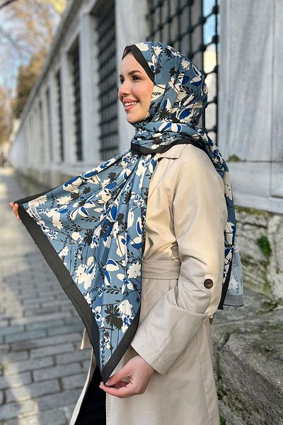 EVERMORE Indigo Fresh Shawl - Ανοιξιάτικο μοτίβο - EM001-20