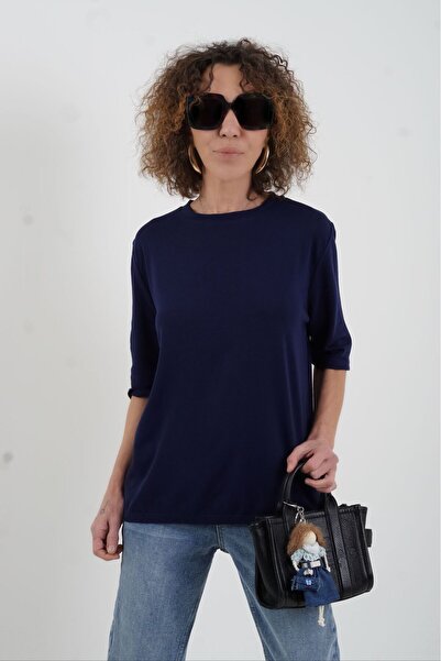 Zelish My Sister Πουλόβερ με κοντό μανίκι σε μπλε ναυτικό χρώμα