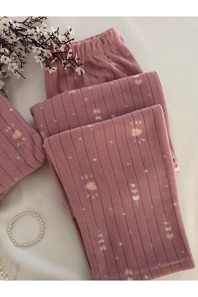 MH Moony Homewears Pink Heart Thermal Fleece Pajama Set