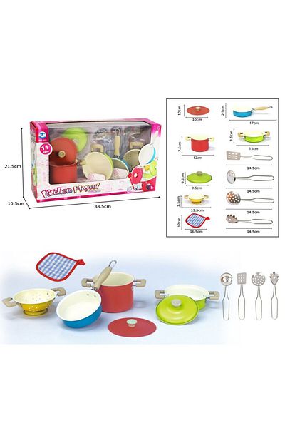 BYCEGU 94647 Color 11 Pieces Toy Enameled Cooktop Pan Set