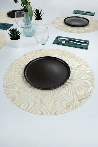 netteucuzluk 6-Piece Round Patterned Supla Runner - 38 cm American Service Home Tableware Kitchen Dining Decoration