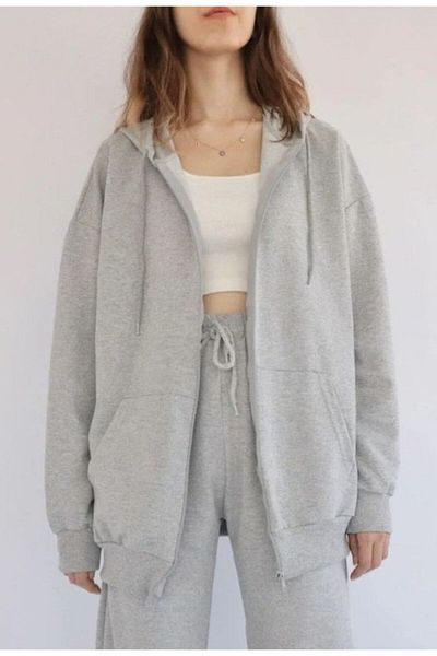 atlanticsport Sweat Kangaroo Pocket Zipper Closure Hoodie 2 Yarn Combed Cotton Tracksuit Set