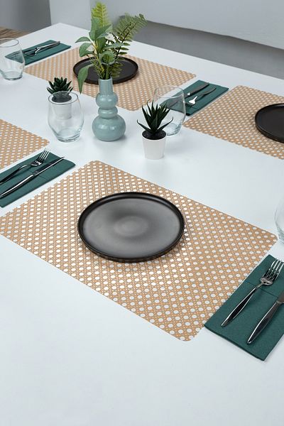 netteucuzluk Hazeran Patterned 4-Piece Supla Runner - American Service, 45X30 Cm, Home Tableware Decoration (4 Pcs)
