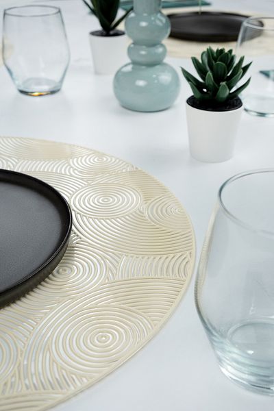 netteucuzluk 6-Piece Round Patterned Supla Runner - 38 cm American Service Home Tableware Kitchen Dining Decoration