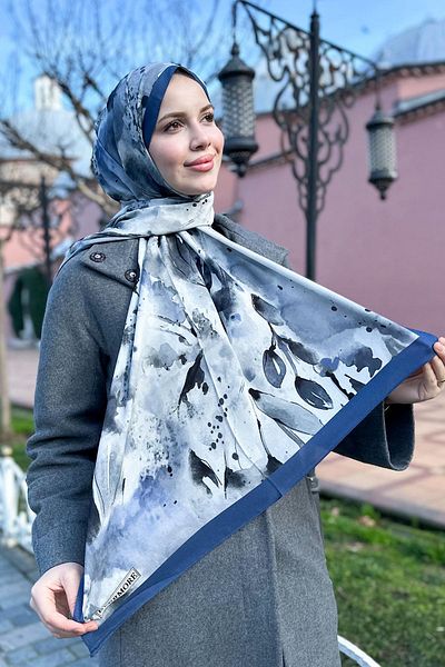 EVERMORE Fresh Şal - Ebru Desen - Em061-17 - Μαύρο, Μπλε