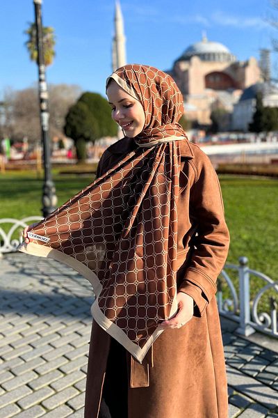 EVERMORE Μοτίβο τριφυλλιού Fresh Shawl Χρώμα καφέ Em060-03