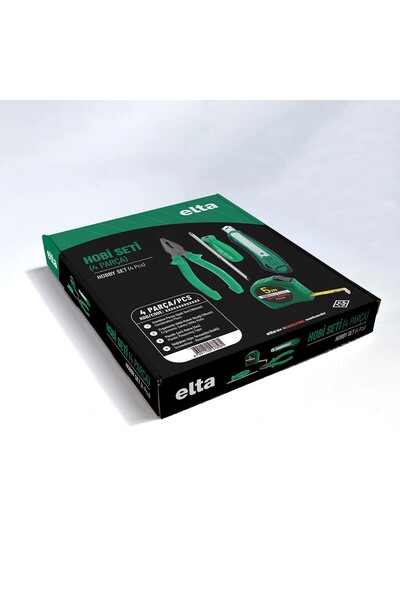Genel Markalar Elta Hobby Set 4 Parça Opak Pense 160mm Maket Bıçağı Şerit Metre Tornavida