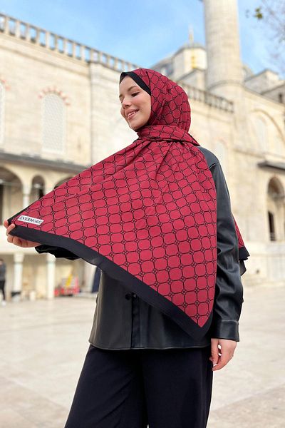 EVERMORE Fresh Shawl - Τριφύλλι Μοτίβο - Em060-05 - Claret Red