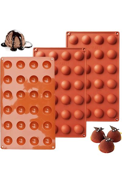 Siliko World Silikon 24lü Yarım Küre Çikolata Kek Buz Mum Epoksi Kalıp
