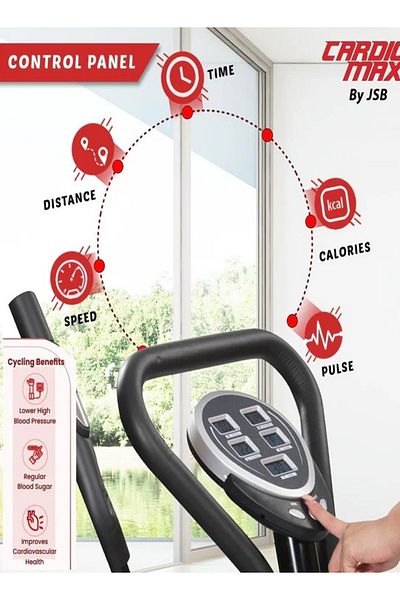 Fitness World An advanced 3-in-1 Orbitrek exercise bike with a rotating disc for waist sculpting and dumbbells