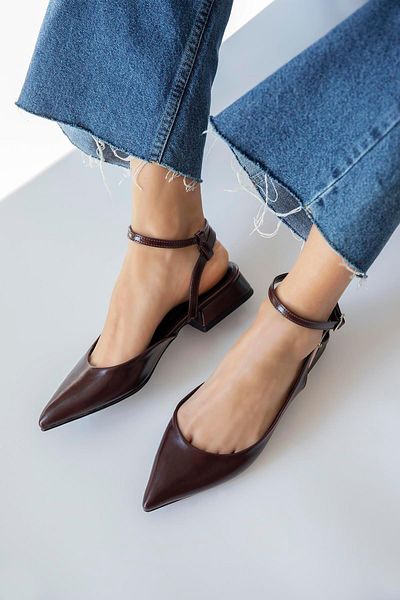 STRASWANS Pantofi de damă din piele cu toc Burgundy Edel