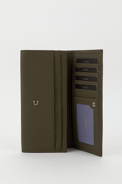 Fossil Boxed Genuine Leather Ice Khaki Large Size Women's Hand Portfolio Card Holder Wallet