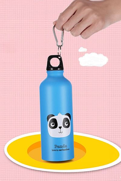 Weather Forecast Blue Panda Patterned 500 ml Children's Water Bottle - Hanging Water Bottle Cin497Mv