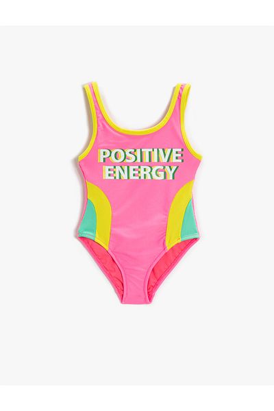 Koton Contrast Color Swimsuit Printed