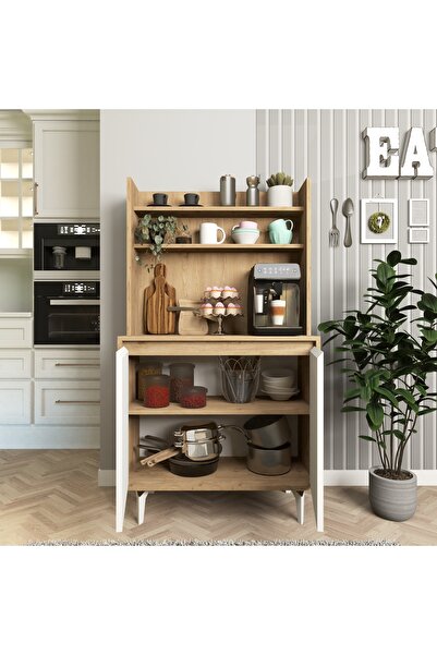 Cool Home Salt Kahve Köşesi , Raflı Çok Amaçlı Dolap Sepet - Beyaz