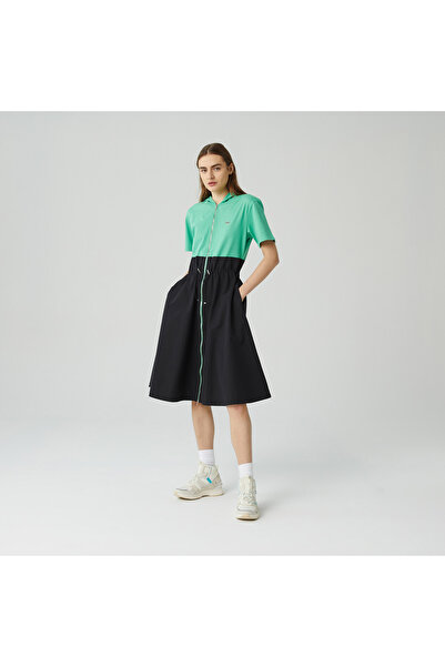 Lacoste Kadın Loose Fit Truvakar Kollu Kapüşonlu Fermuarlı Siyah Elbise