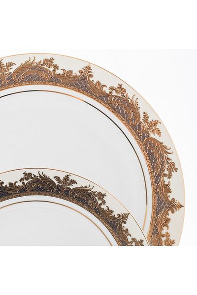 HIC 100-Piece Gold-Plated Porcelain Dinner Set - Serves 12