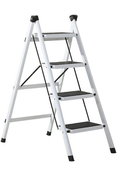 Cady One Portable folding 4 step ladder with extra wide anti-slip heavy duty steel pedal