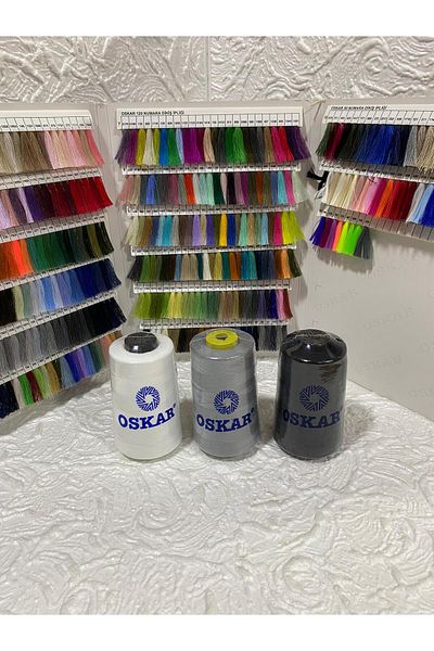 Oskar Set of 3 Sewing Thread No 120 Polyester (Black-White-Grey)