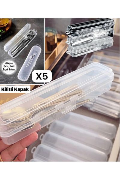 Bayev 5 Pcs Multix Fork Spoon Knife Storage Box Dowry Spoon Sets Organizer Storage Container