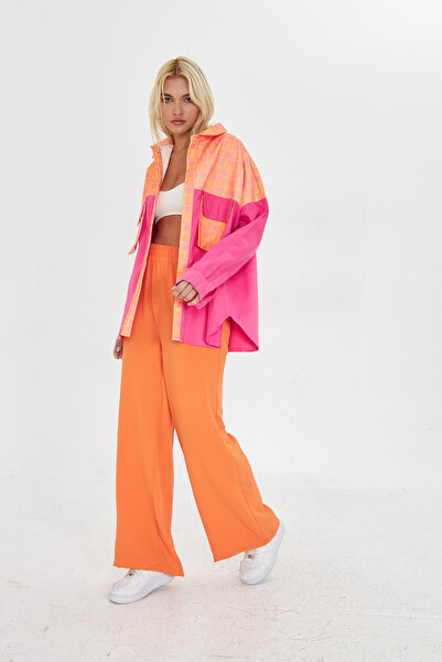 Kutaf Renkli Oversize Geniş Kalıp Gömlek Ceket