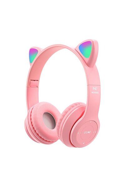 Genel Markalar Kablosuz Kulaküstü Rgb Işıklı Kedili Bluetooth 5.0 Çocuk Kulak...