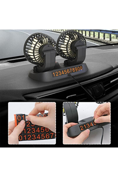 Techmaster Araç Araba Otomobil Mini 2 li Vantilatör Fan Pervane Soğutucu 12V FAN10