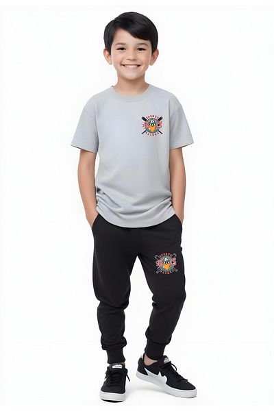 YA KO KİDS Baseball Sports Printed Boys' Short Sleeve Double Pocket Bottom-Top Suit