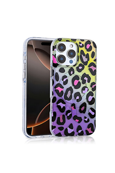 UnDePlus Apple iPhone 16 Pro Max Kılıf Leopar Desenli Magsafe Şarj Uyumlu Jago Kapak