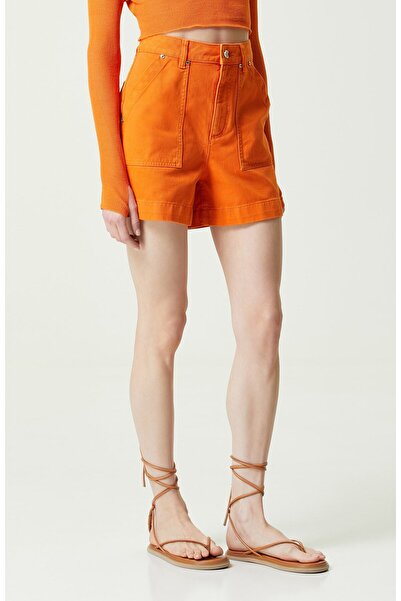 Network Yanık Turuncu Düz Paça Denim Şort