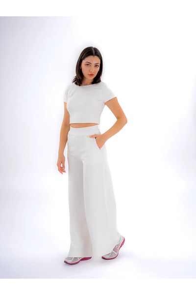 Chicest Moments Ecru Color Stylish Women's Sports Set - U-Neck and Low-Cut Back, Comfortable Bolpaça Fabric