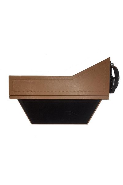 Techmaster Leather Covered Driver Seat Side Organizer Cup Holder Brown for Vehicle
