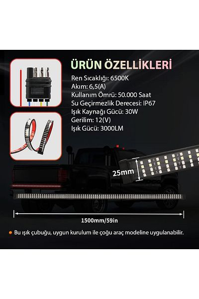 Techmaster Pick up Off Road 4X4 Luggage 5 Modes with 4 Rows of Led Signals 150cm