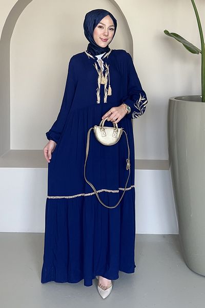 SaklıButik Royal Embroidery Embroidered Dress Sk-8395