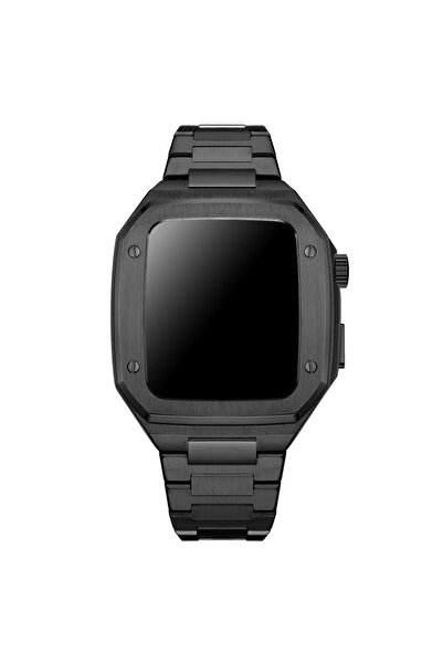 Techmaster Apple Watch 4 5 6 44mm Uyumlu Paslanmaz Çelik Zırh Armor Kasa Kordon