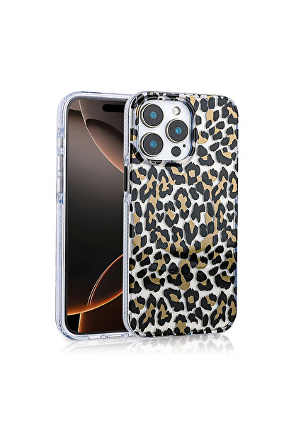 UnDePlus Apple iPhone 16 Pro Max Kılıf Leopar Desenli Magsafe Şarj Uyumlu Jag...