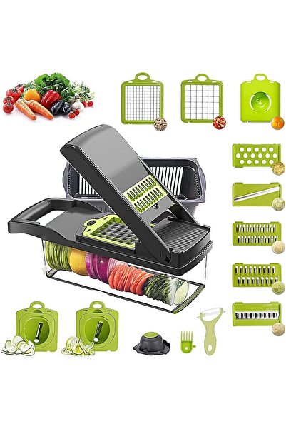 AWH مفرمة خضروات 15 في 1 ومقطعة حلزونية، ومقطعة ماندولين احترافية مع 10 شفرات وحاوية