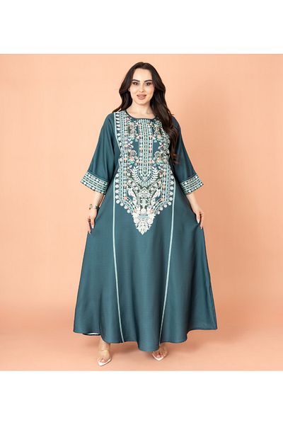 IKKXA Solid Printed Jalabiya