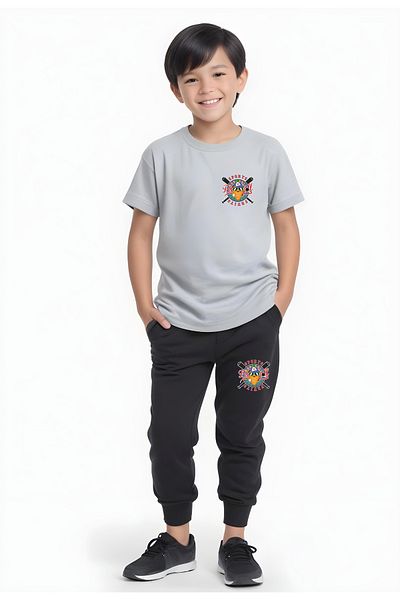 YA KO KİDS Baseball Sports Printed Boys' Short Sleeve Double Pocket Bottom-Top Suit
