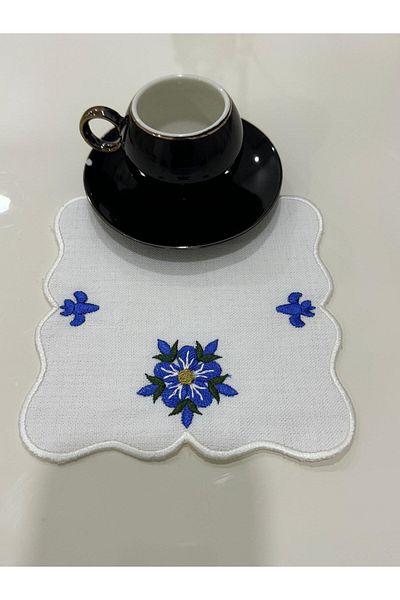İNCİ ÇEYİZ 6 bucăți țesătură de in cu modele de ace și șervețele de cocktail de cafea și subțire