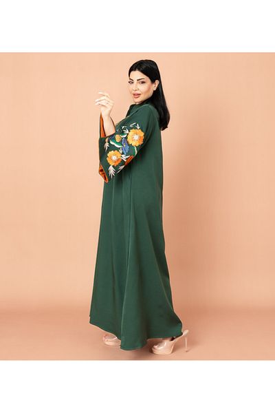IKKXA Solid Embroidery Elegant Jalabiya