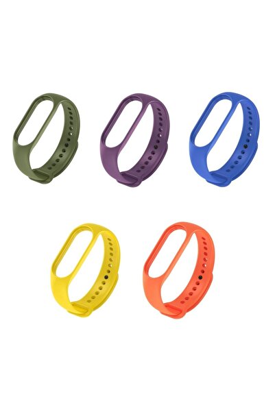 Techmaster Xiaomi Mi Band 3 Mi Band 4 Uyumlu Akıllı Bileklik Tme 5'li Set Kordon Kayış