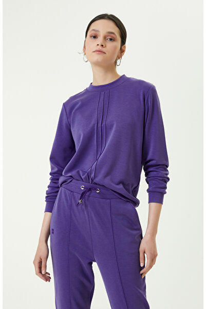 Network Neon Mor Bisiklet Yaka Sweatshirt