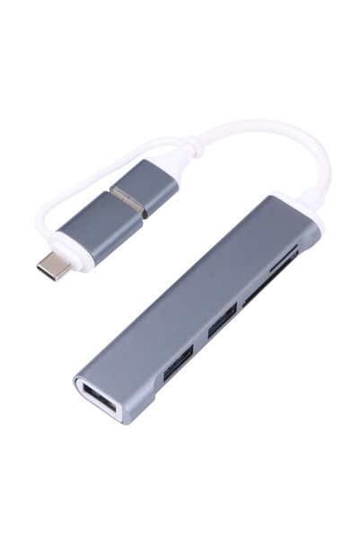 Techmaster Type-c Usb 3.0 Sd Tf Kart Okuyucu 3x Usb 3.0 Hub Çevirici A807