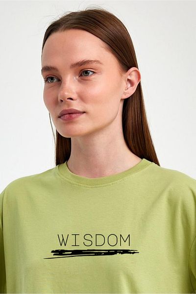 FİHA /2511-UNİSEX OVERSIZE PRINTED O-NECK TSHIRT - ΠΡΑΣΙΝΟ ΦΥΣΤΙΚΟ