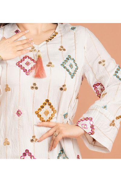 IKKXA Geometric Patterns Sparkled Jalabiya