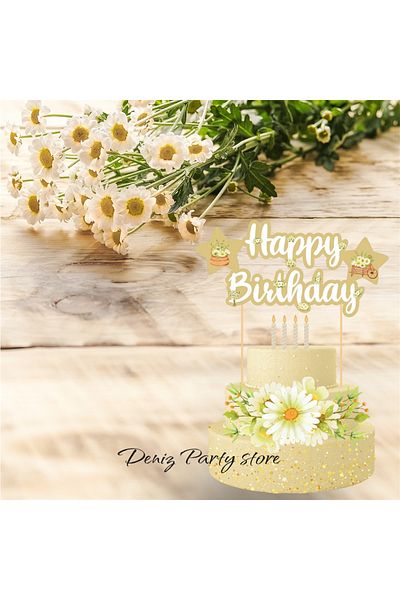 Deniz Party Store Daisy Themed Happy Birthday Cake Sausage Maker