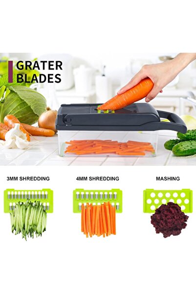 Generic RAIQEE Vegetable Chopper 10-in-1 Mandolin Slicer & Dicer with Container